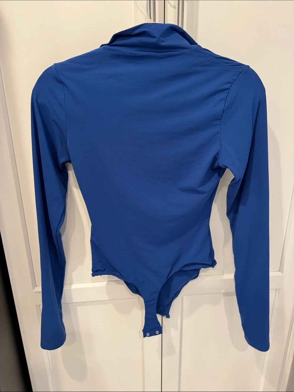 SKIMS Long-Sleeve Zip Front One-Piece Swimsuit in Royal Blue